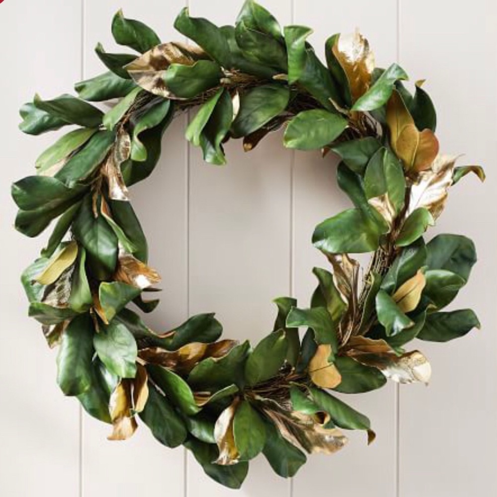 Faux Magnolia Leaves Wreath.